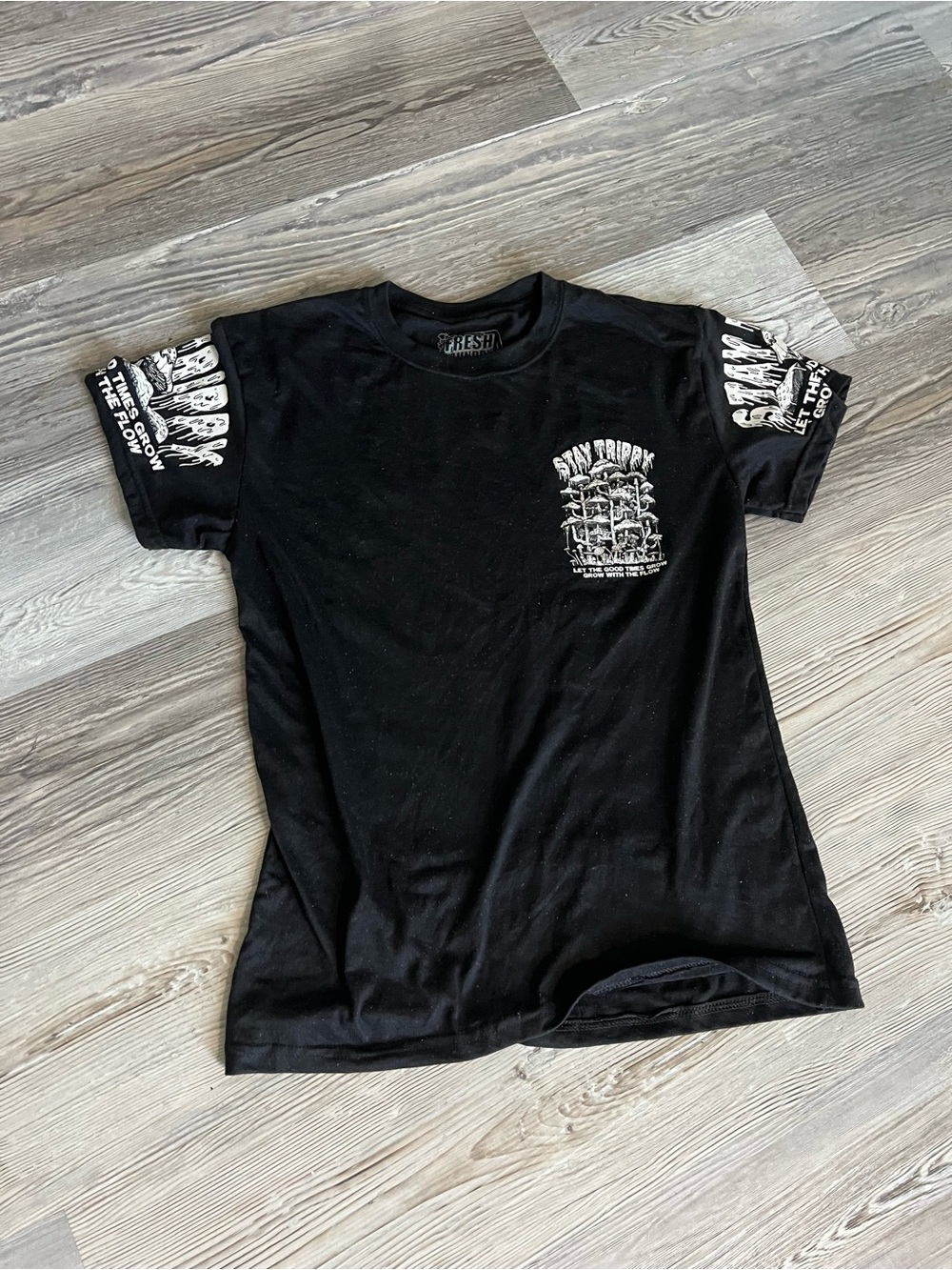 FRESH Stay Trippy Black Short-Sleeve Graphic Tee